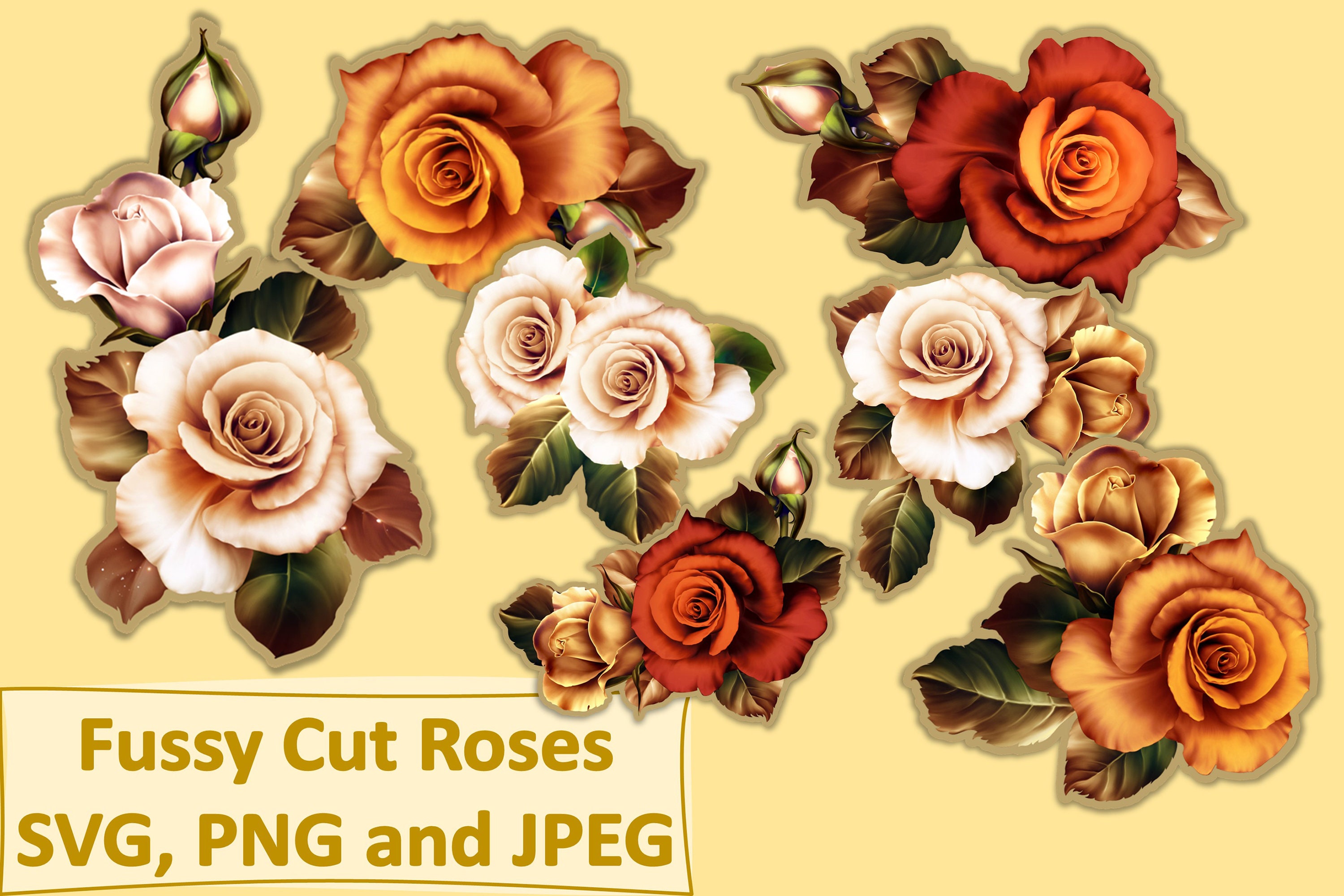 Fussy Cut Autumn Fall Roses Ephemera with FREE Frames and | Etsy