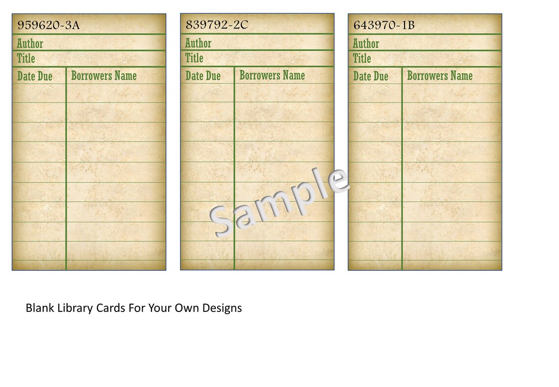 Printable Vintage Library Card Ephemera for Journals | Etsy UK