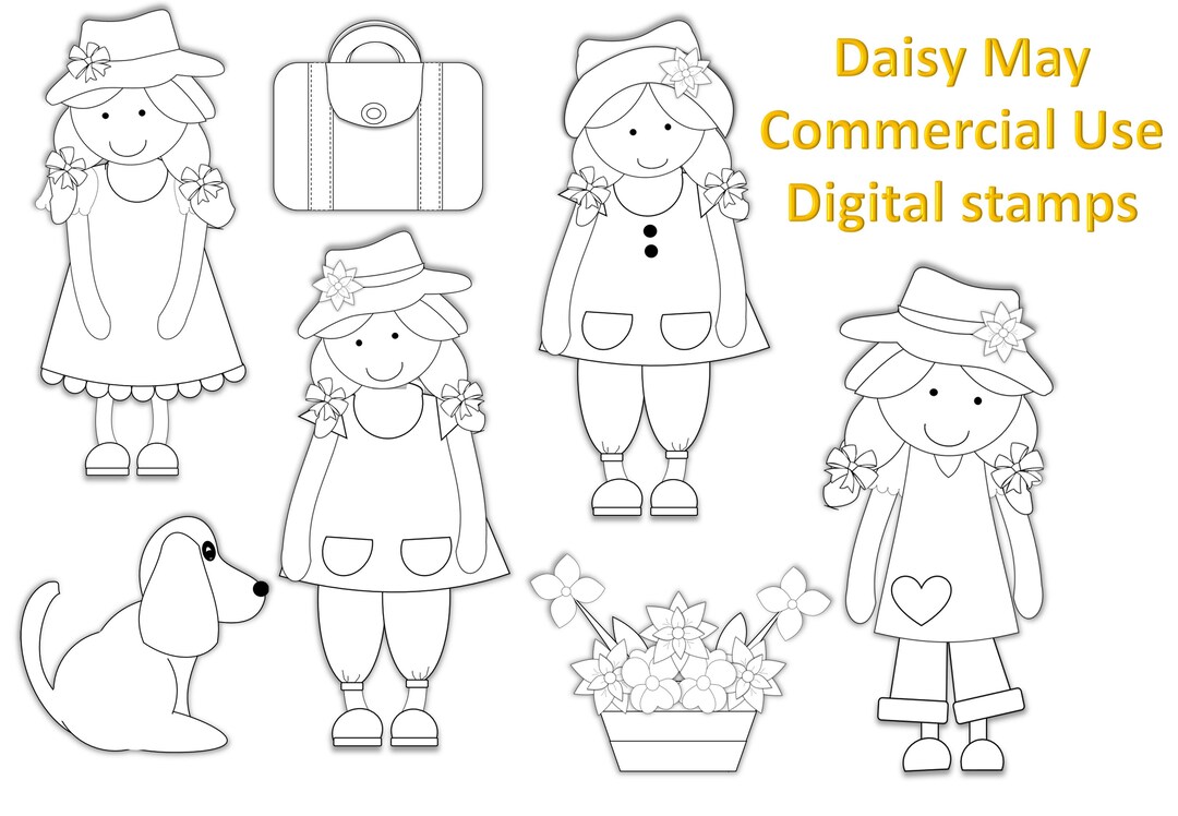 Daisy May Digital Stamps Clipart Illustration Commercial Use Etsy UK