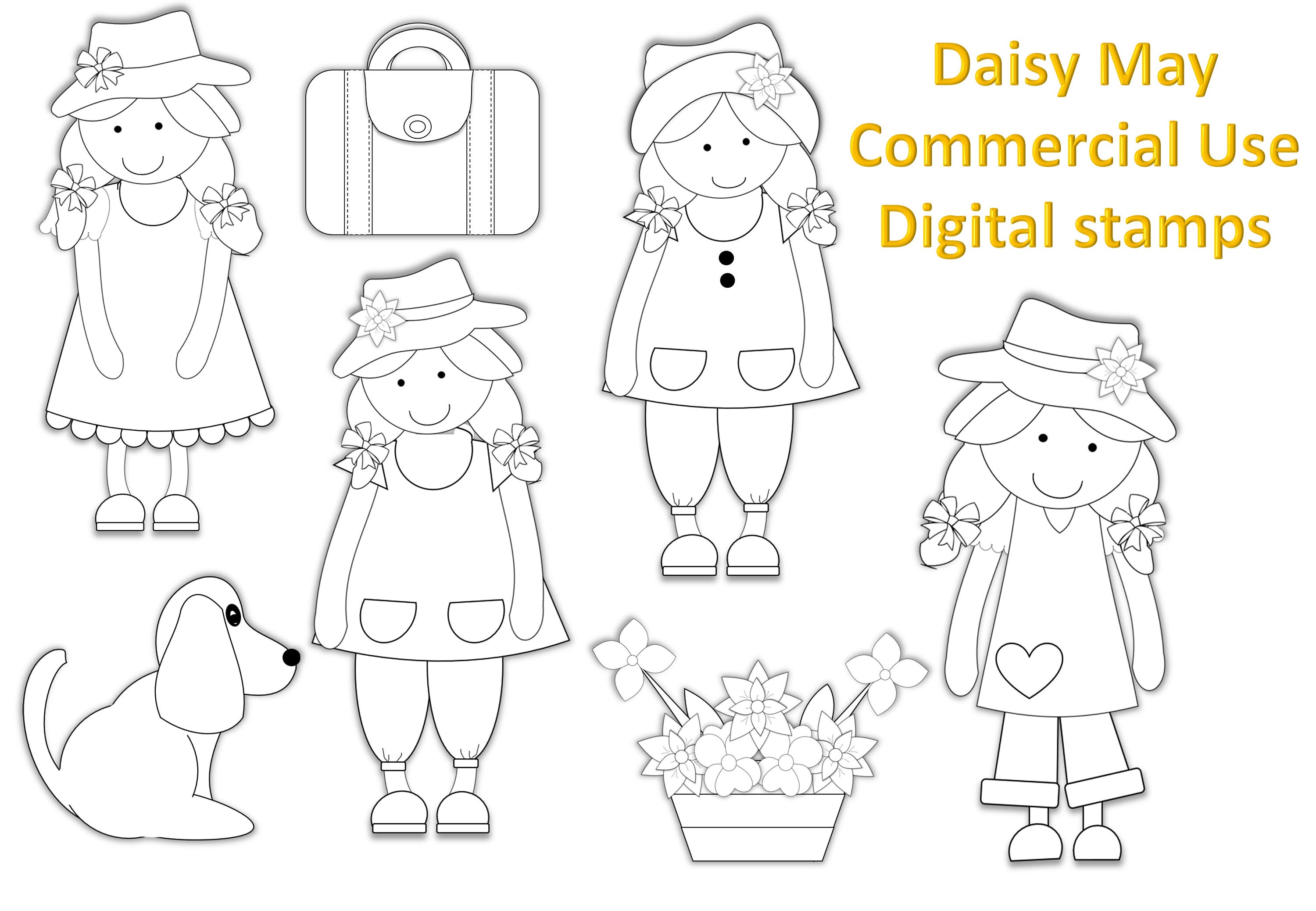 Daisy May Digital Stamps Clipart Illustration Commercial Use Etsy UK