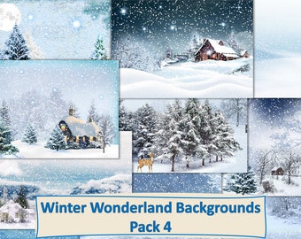 Printable Winter wonderland Digital Paper. A4 size.  10 Backgrounds. JPEG and PDF Commercial use