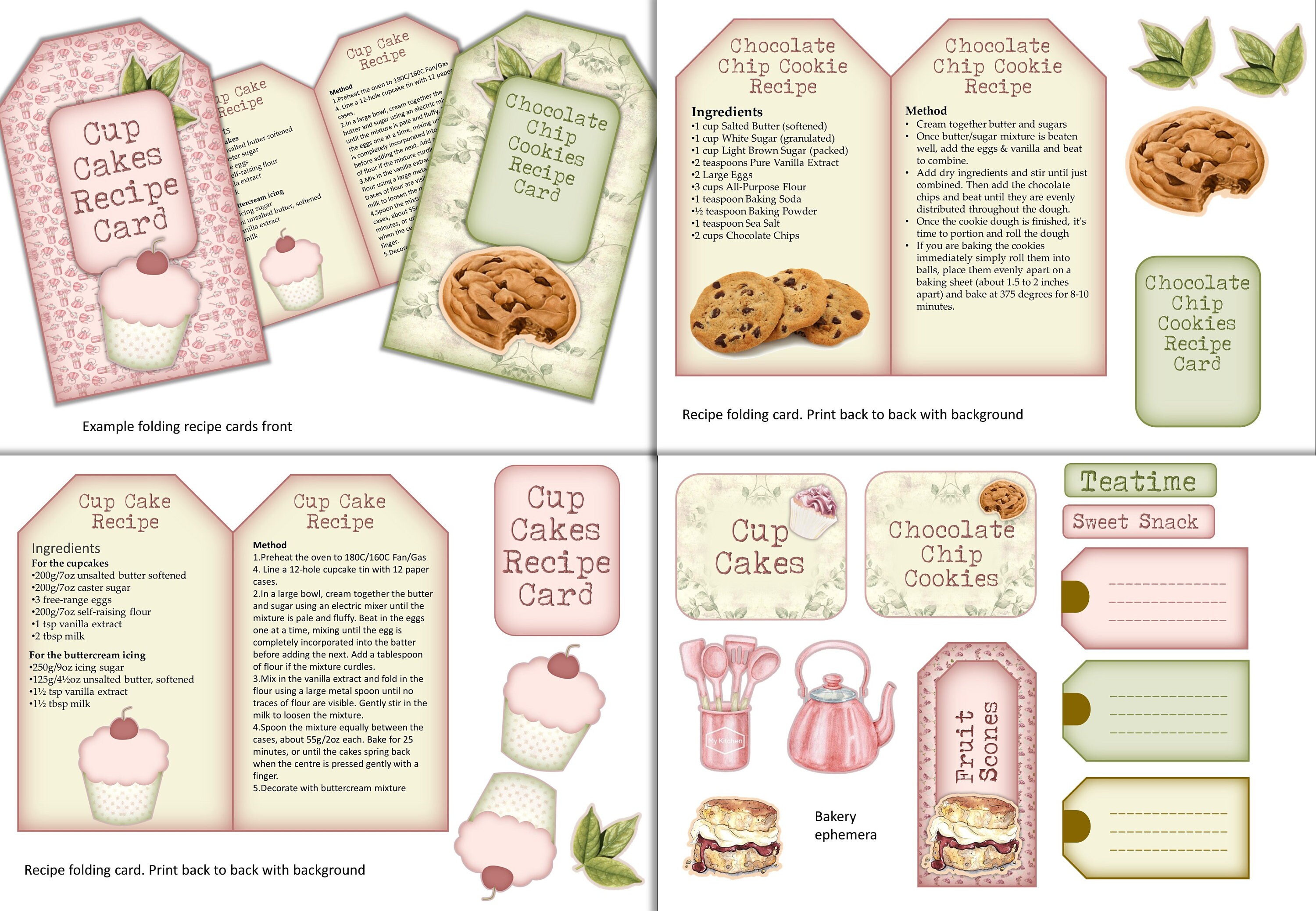 Printable Teatime Bakery Journal Kit With Pockets Recipe Etsy UK