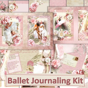 Printable Journal Kit Ballet Theme. Feature Pages, Backgrounds, Journal Pages, Ephemera JPEGS and PNGs Commercial Use