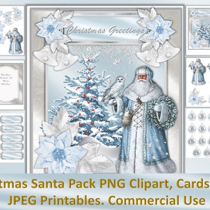Christmas Clipart Bundle with Free backgrounds pack and Free card making kit. JPEG printables and PNG files