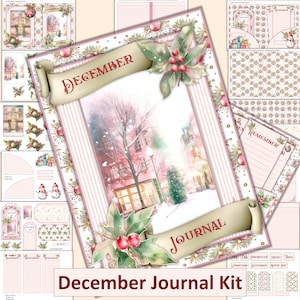 Printable Christmas December Journal Kit with Interior Pockets JPEG and PDF
