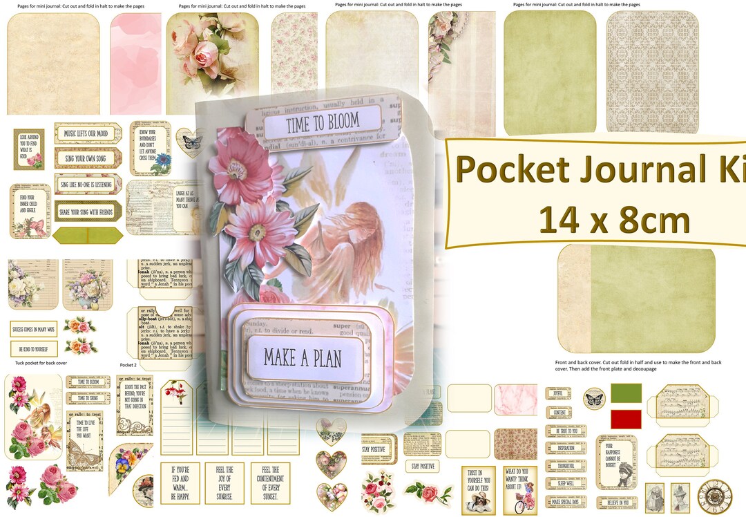 Printable Pocket Journal Kit. 16 Pages With Free Ephemera. Make It in ...