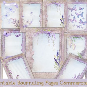 Printable Journaling Pages. Lovely Lavender theme, Commercial Use