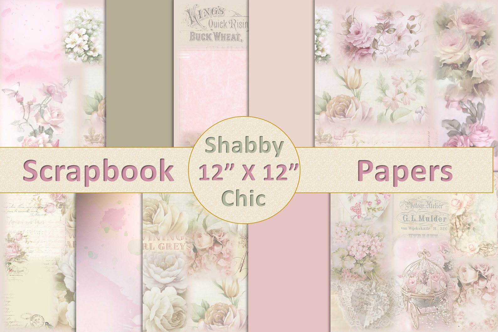 Vintage Shabby Chic Scrapbook Paper 12 X 12 - Etsy