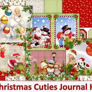 Kit de journal imprimable Christmas Cuties avec pochettes gratuites et éphémères. JPEG PDF Utilisation commerciale A4 Format lettre