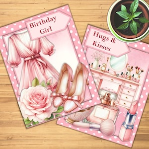Rosa Geburtstagskind, Karte, Karten machen, Card Topper Kit, Passender Umschlag 2er Pack, drucken, ausschneiden und machen 5 "x 7"