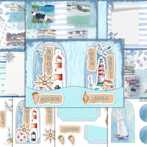 Printable Nautical Journal Kit (Set 5) with Free Ephemera.  JPEG and PNG. Commercial Use