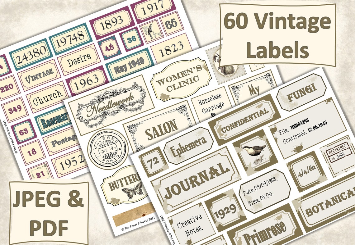 Printable Vintage Labels Ephemera for Journals Scrapbooks and | Etsy