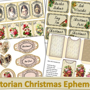 Victorian Christmas Ephemera with 4 Free Journal Covers. JPEG, PDF and PNG