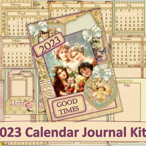 Printable Calendar Journal Kit 2023. 30 pages to print. Pockets, ephemera, Calendar Cards JPEG