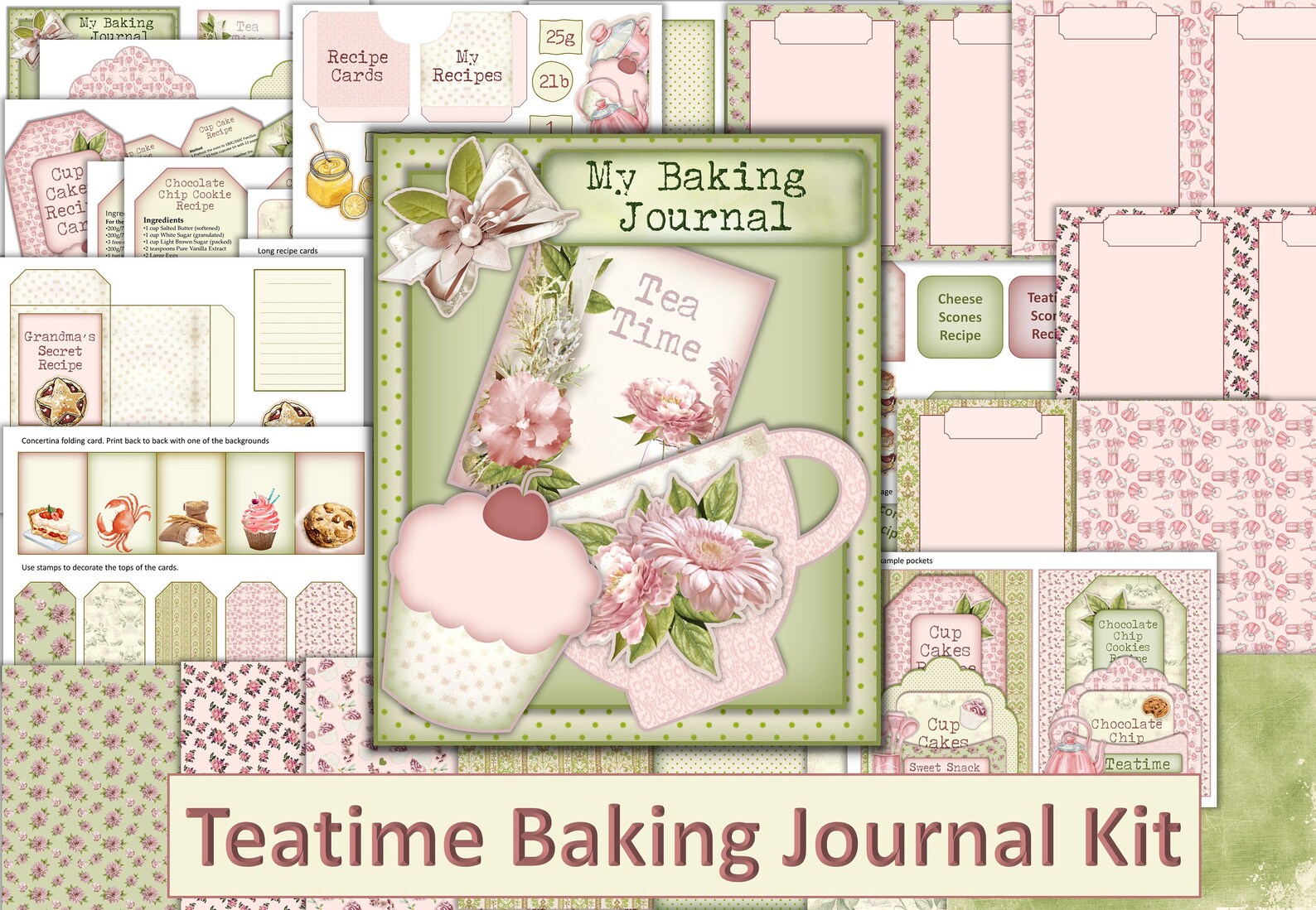 Printable Teatime Bakery Journal Kit With Pockets Recipe Etsy UK