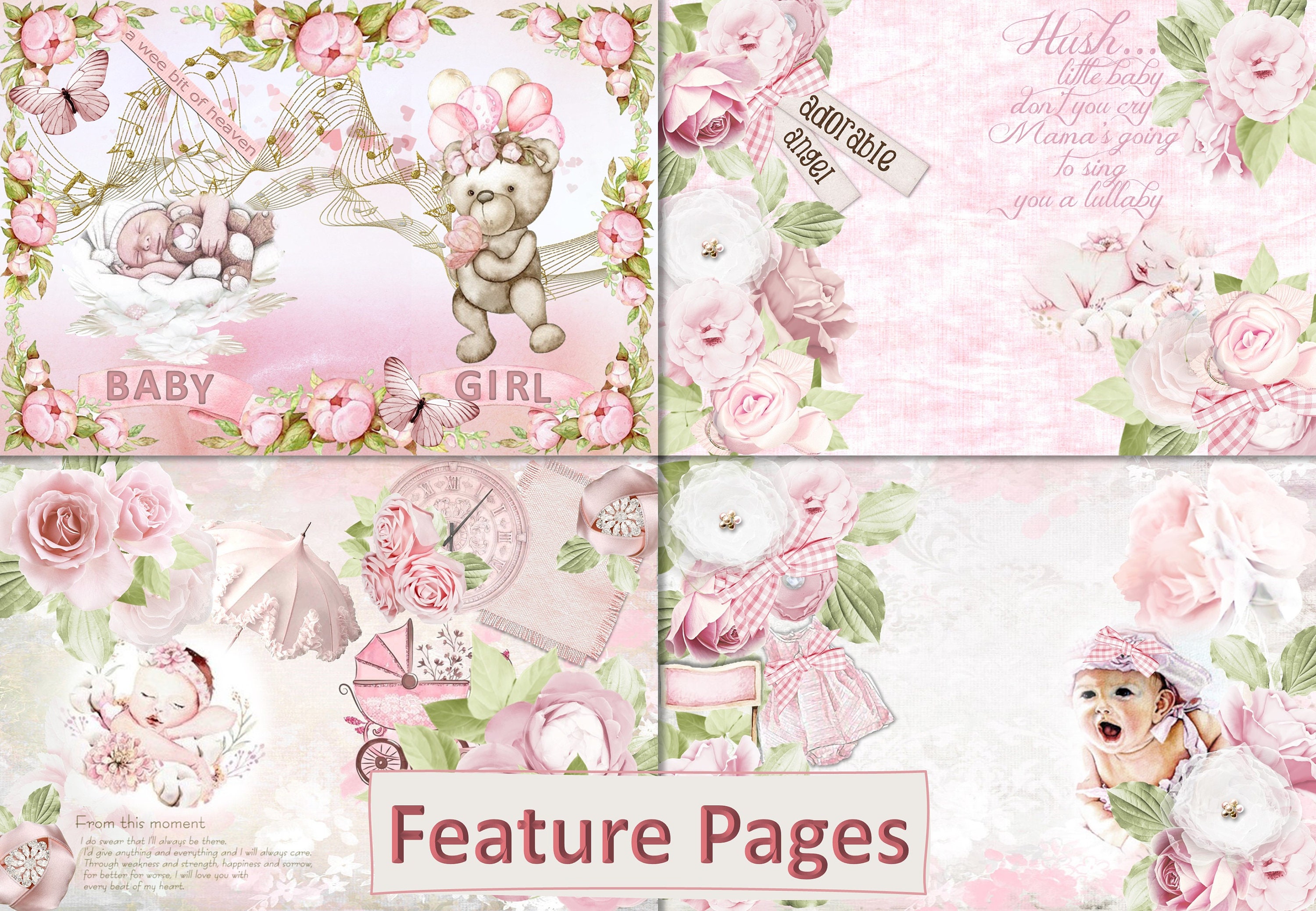 Printable New Baby Girl Journal Kit With Free Ephemera. 24 Etsy