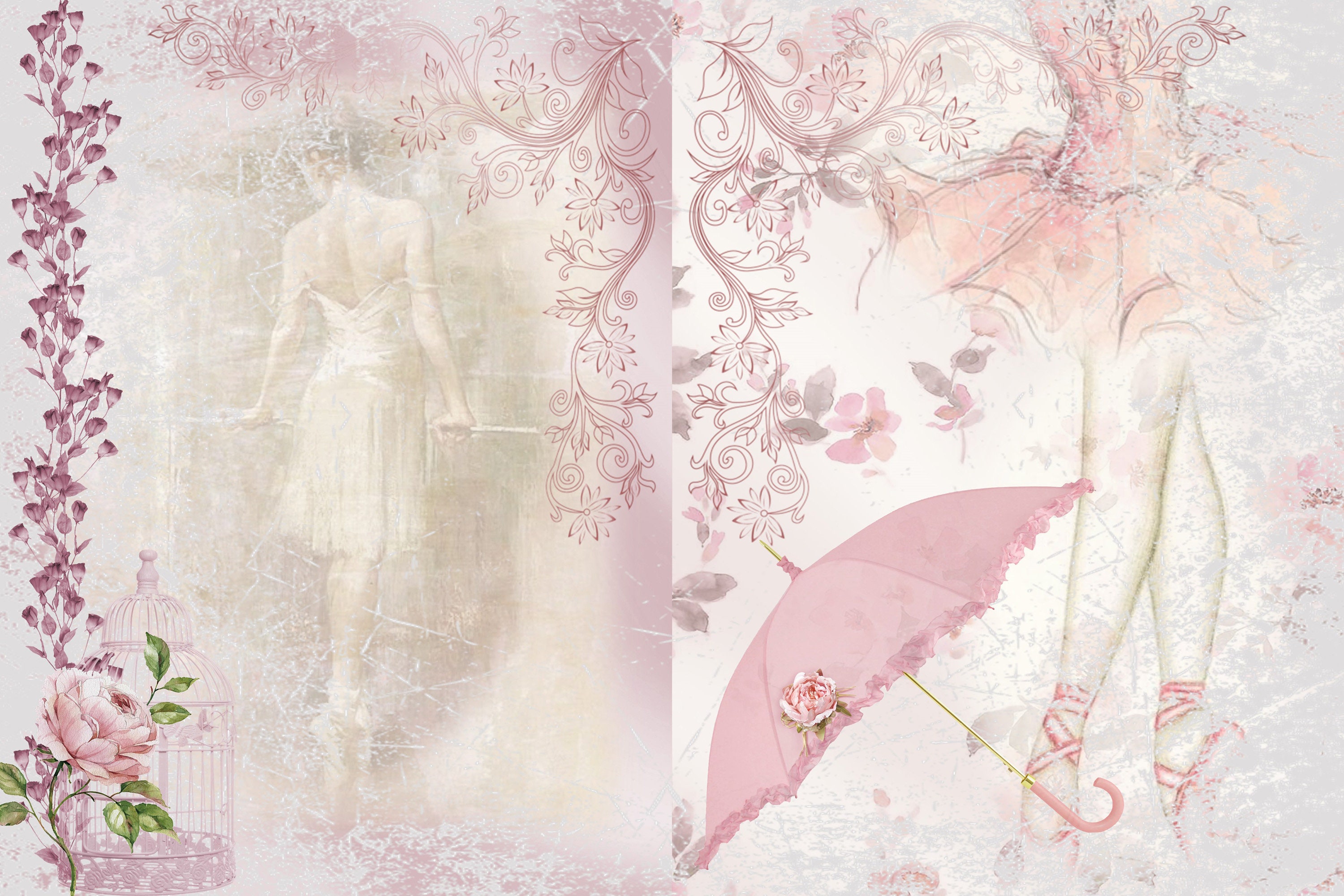 Printable Junk Journal Kit Backgrounds. 14 Pages Ballet Theme. - Etsy