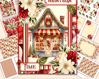 Christmas Card Kit Printable Download with envelopes and inserts. JPEG and PDF