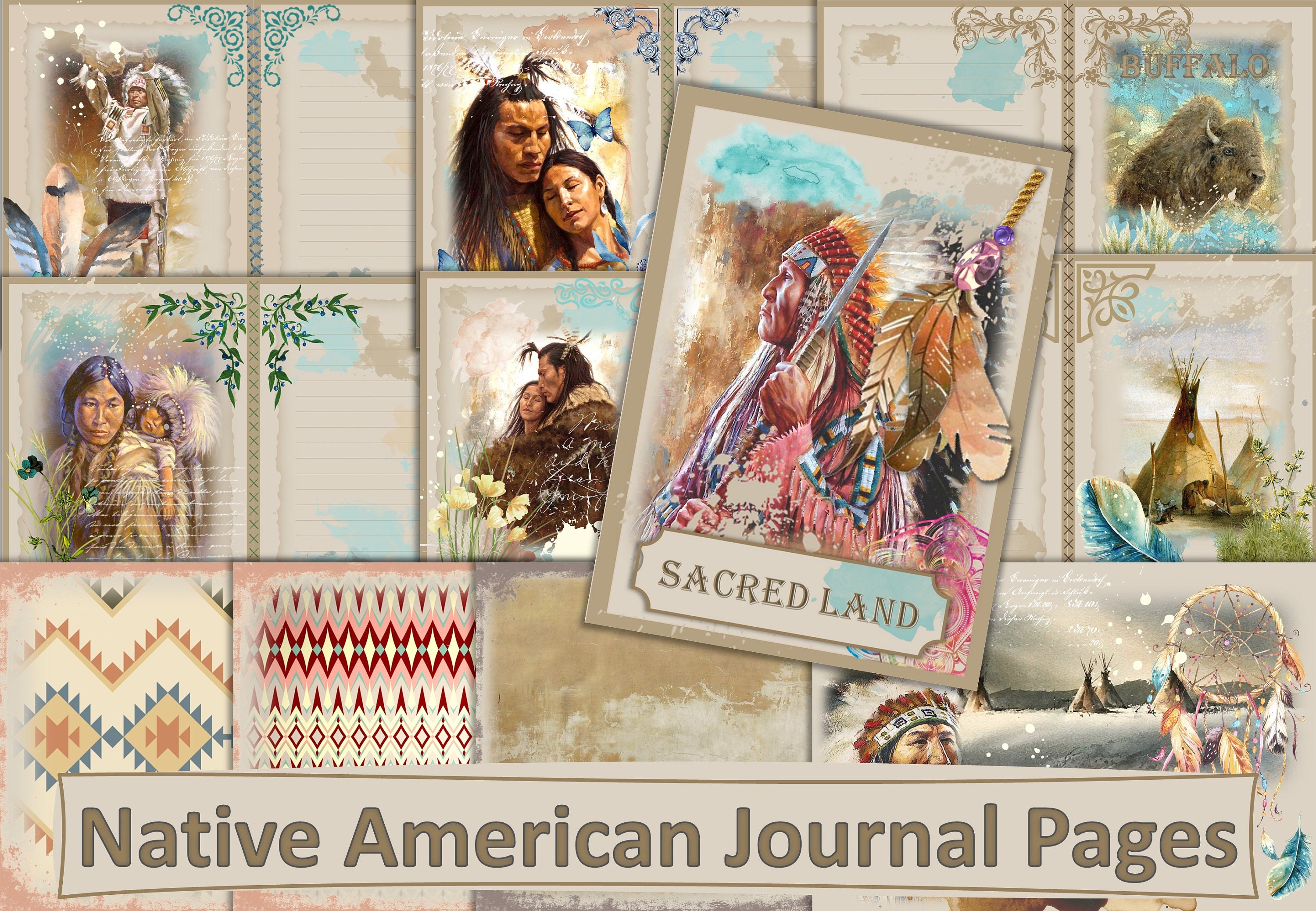 Printable Native American Journal Pages. 11 A4 Sheets. Filler - Etsy