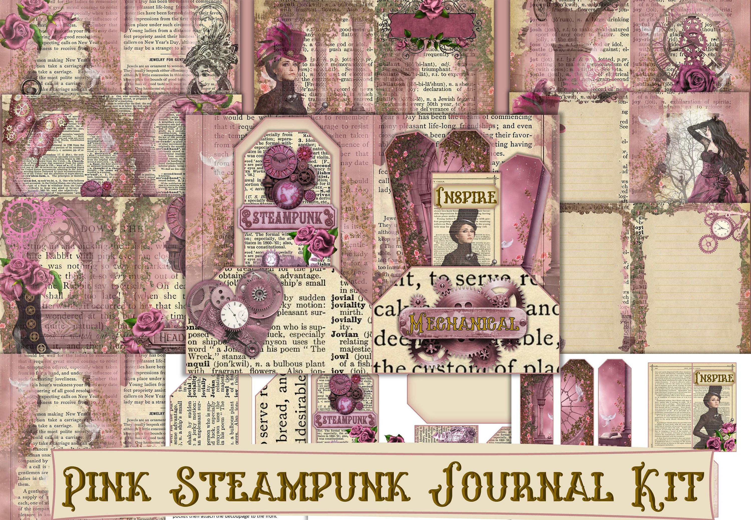 Steampunk and Grunge Junk Journal Ephemera, Papers, Pockets, Tags and  More!: A Paper Junk Journal Kit With Everything You Need to Make a DIY  Steampunk