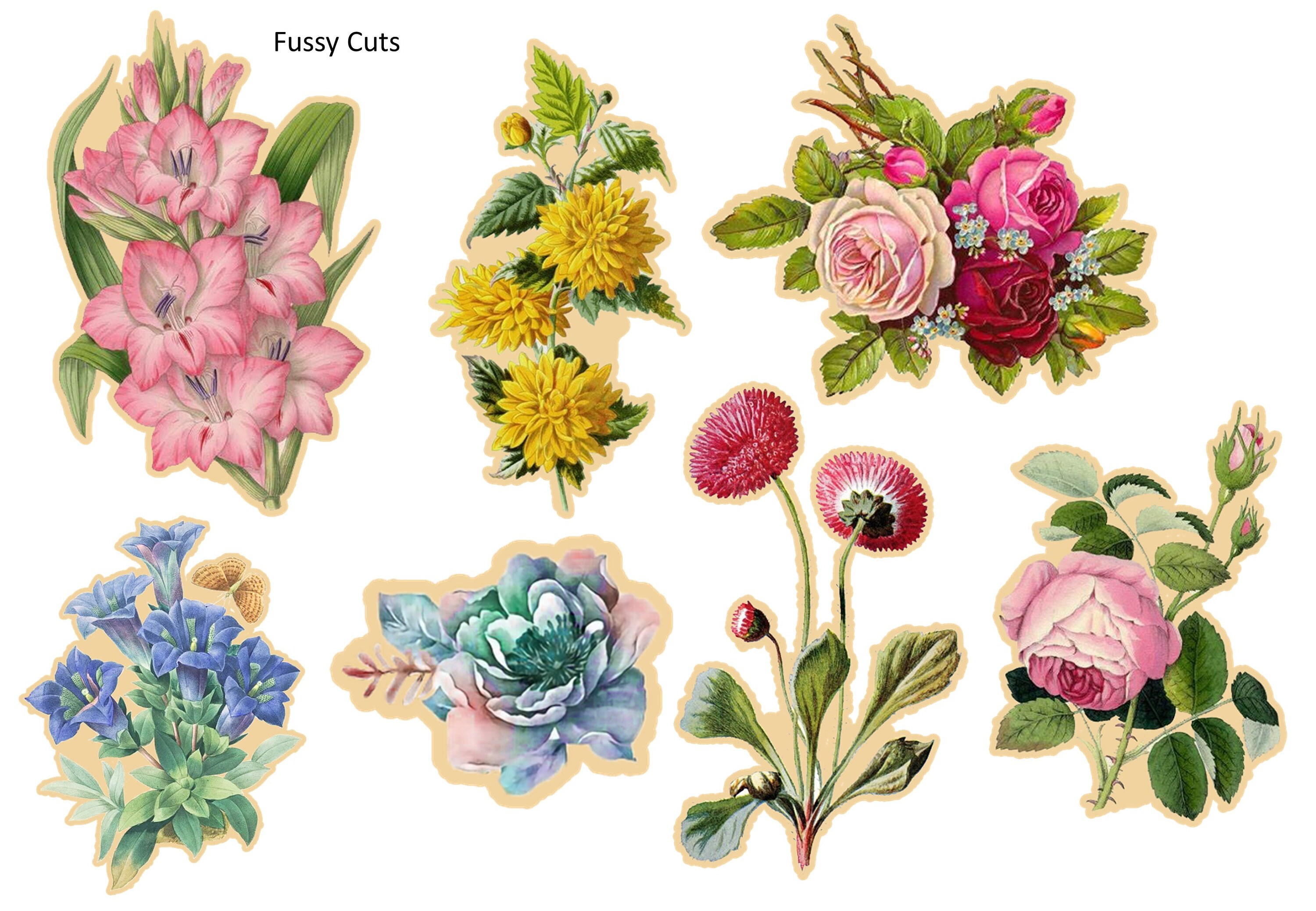 Printable Fussy Cut Flowers Ephemera for Journals and | Etsy