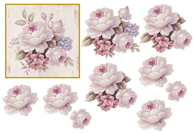 Download Commercial Use Pink And White Vintage Roses Printable Collage Sheet In A4 With All Png Files And Svg For Cutting Machines Clip Art Art Collectibles