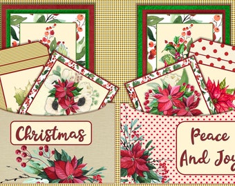 Printable Christmas Pockets Ephemera Kit. Stuffed Pockets for Junk Journaling. Commercial Use JPEG and PNG