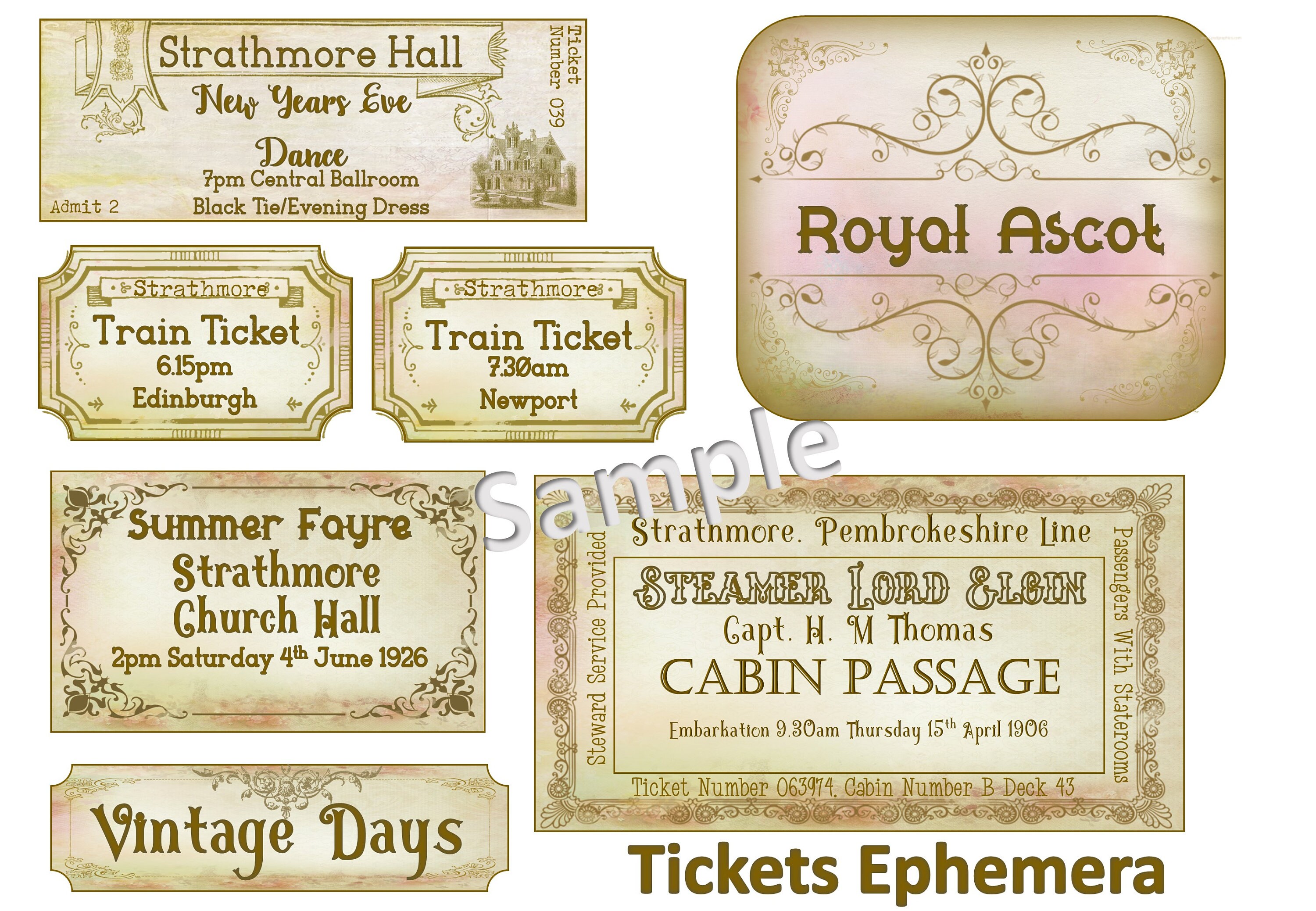 Printable Shabby Chic Ephemera Kit 25 Pieces With Three - Etsy