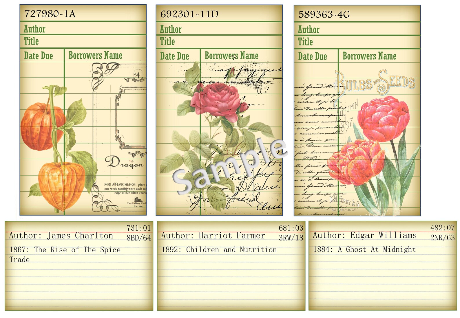 Printable Vintage Library Card Ephemera for Journals | Etsy UK