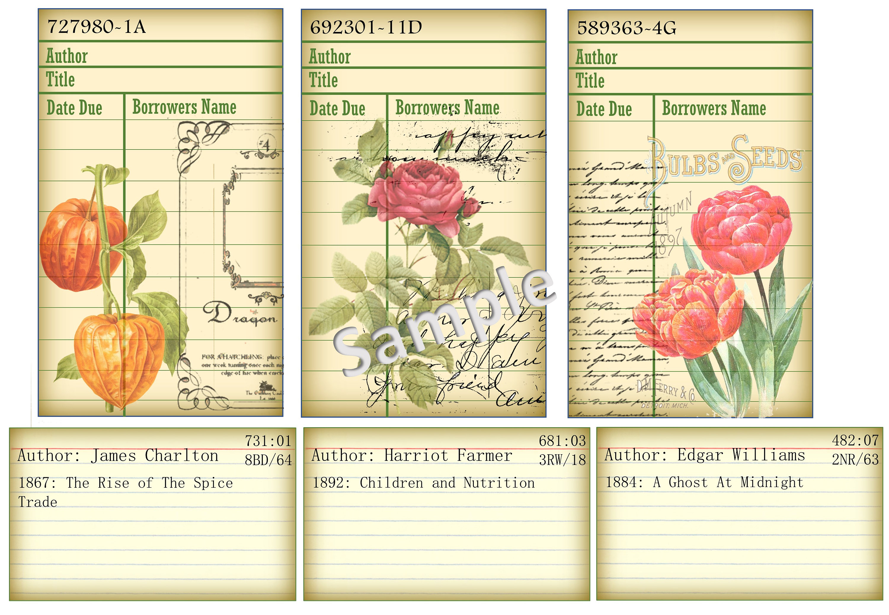 Printable Vintage Library Card Ephemera for Journals | Etsy UK