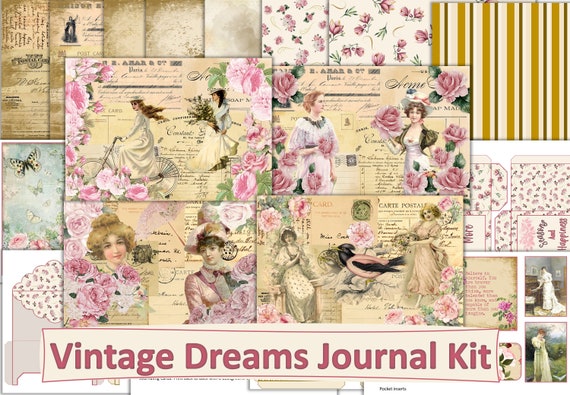 Junk journal. Stickers, Ephemera, Vintage Aesthetic. NIP FREE