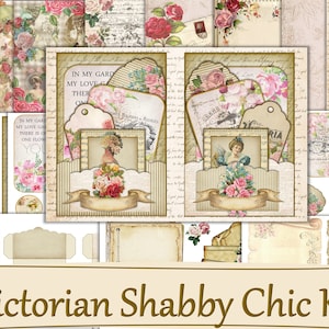 Victorian Shabby Chic Journal Kit Backgrounds, Ephemera, Pockets. JPEG, PDF PNG Commercial Use