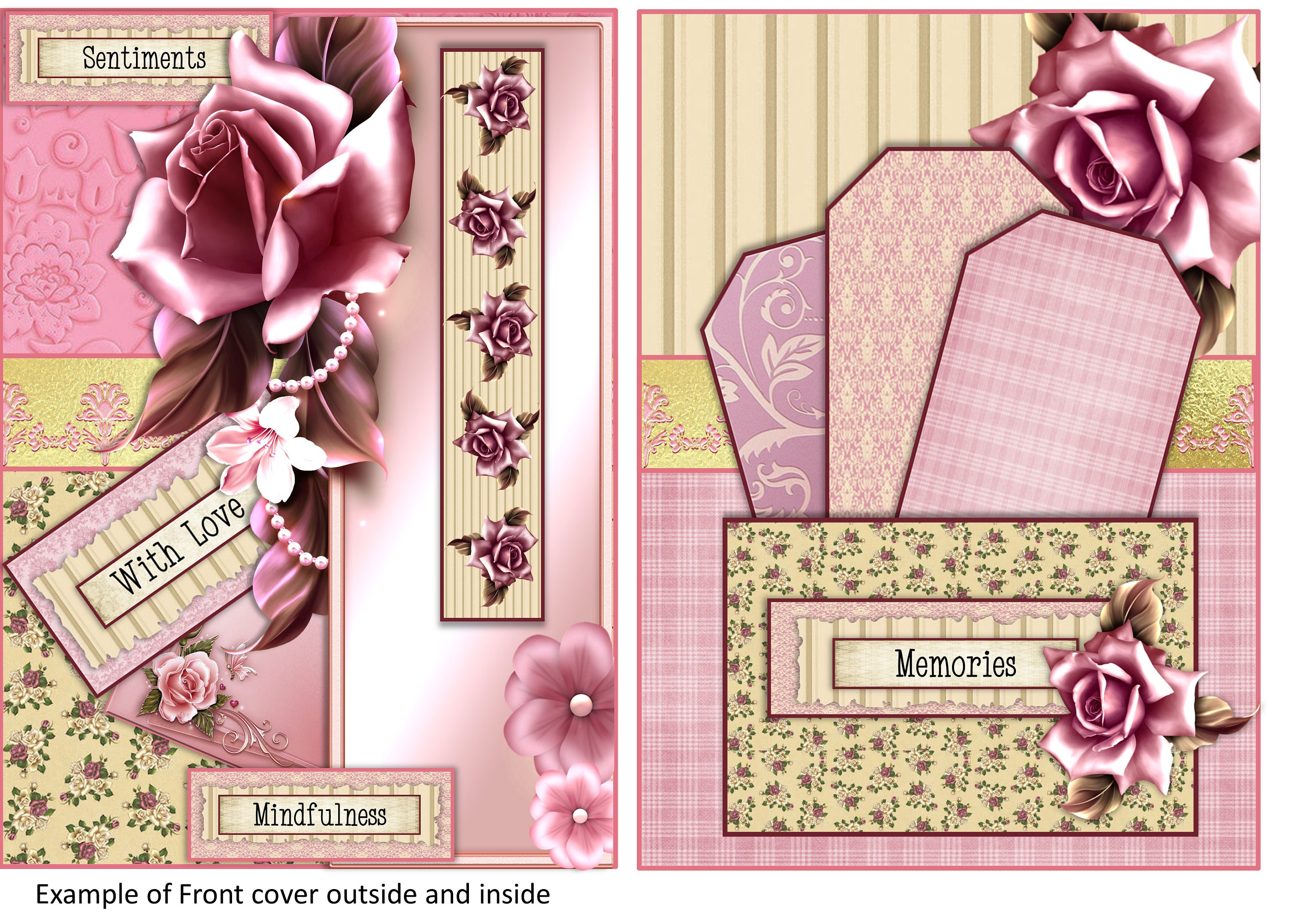 Decoupage Journal Front and Back Covers With Pockets and Note Etsy