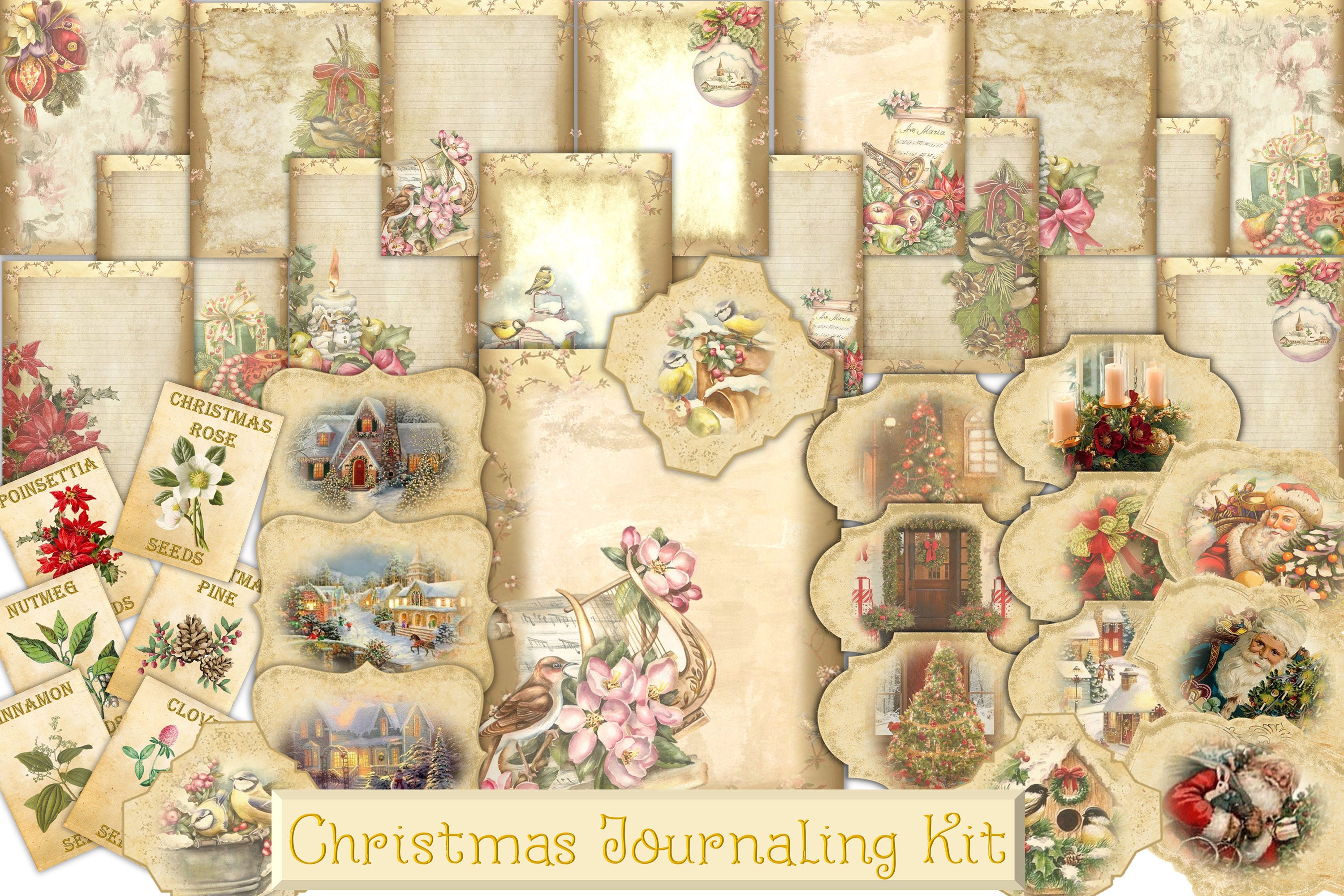 Printable Junk Journal Christmas Kit With FREE Ephemera Tags - Etsy UK