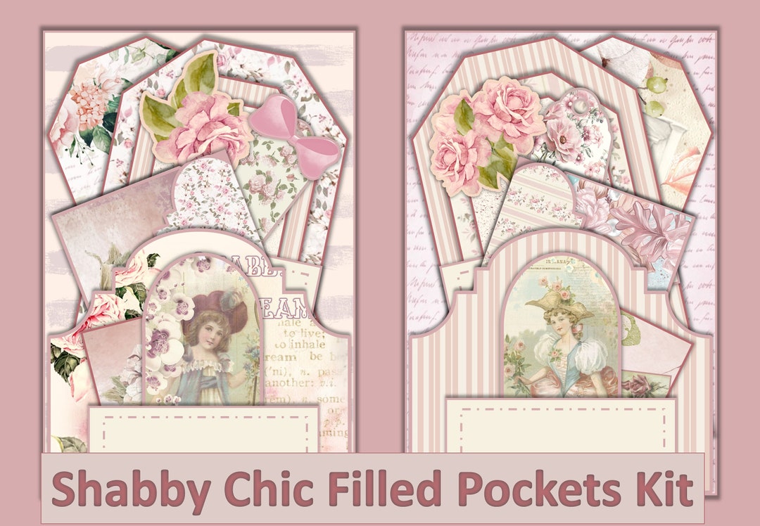 Printable Ephemera Kit Shabby Chic Tuck Pockets With Free Backgrounds