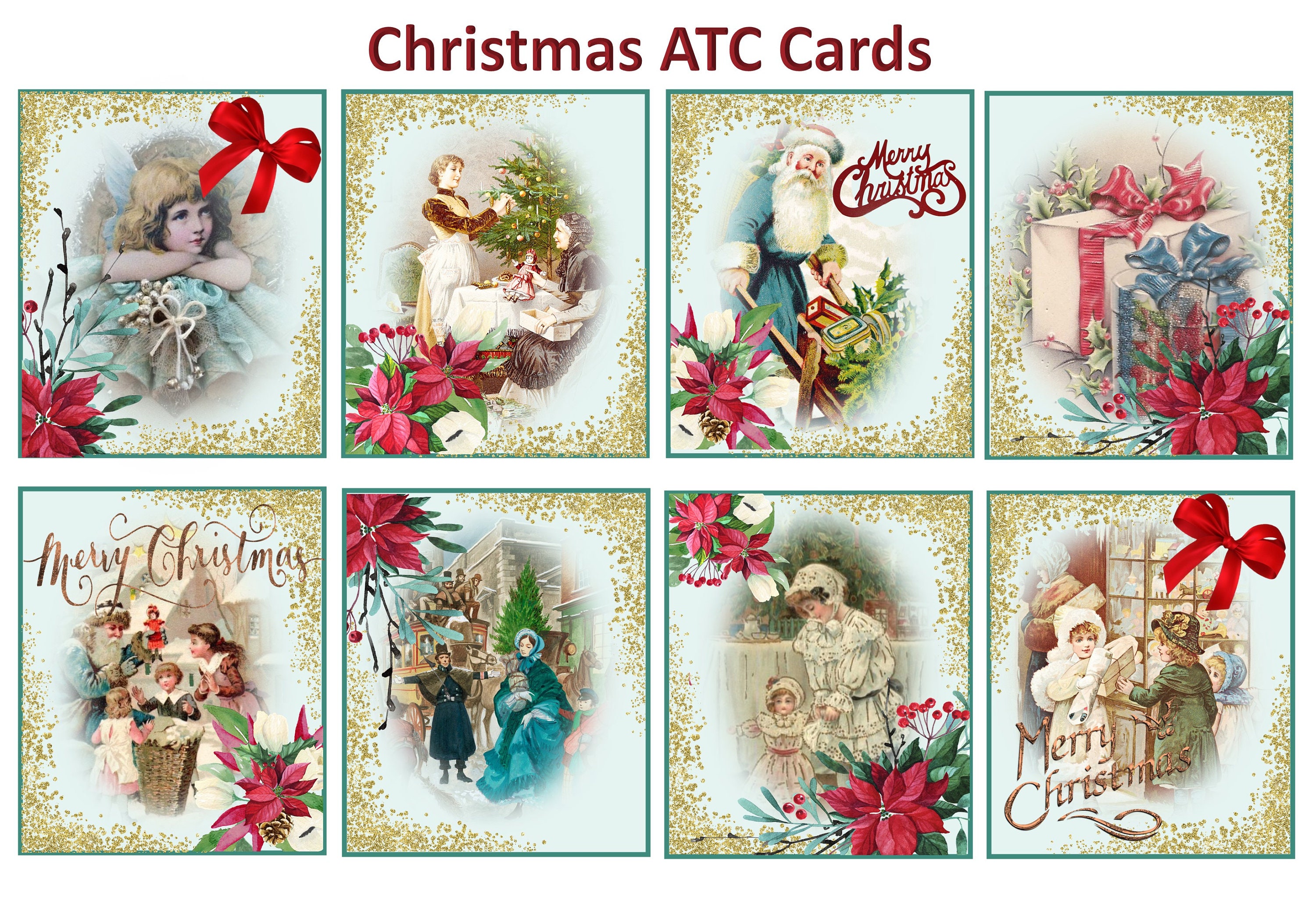 Printable Christmas Backgrounds With FREE Ephemera. JPEG PDF - Etsy Canada