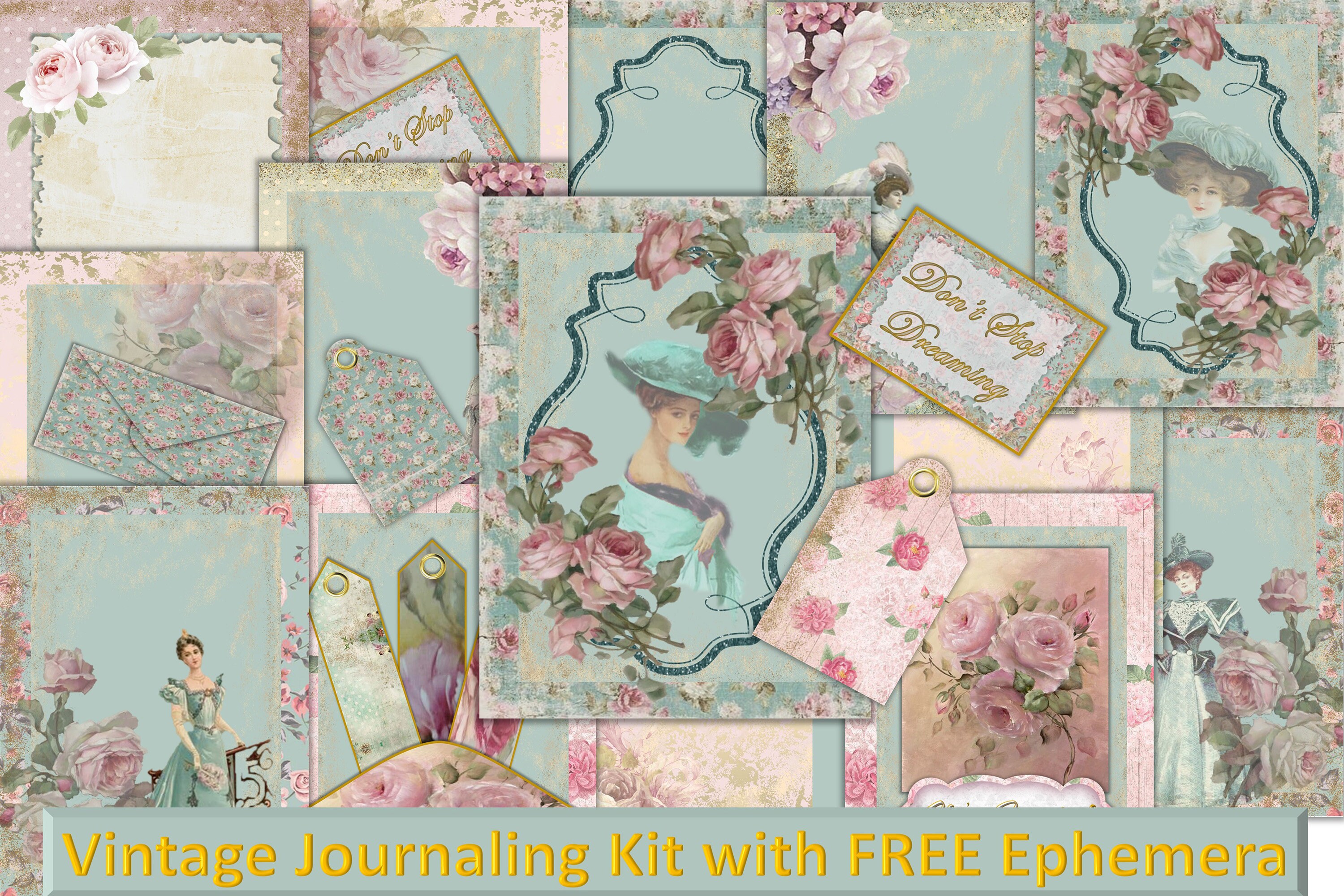 Printable Autumn Journal Kit Free Ephemera JPEGS and PNG Commercial use