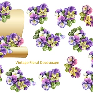 Vintage Floral Decoupage and Clipart JPEG and PNG