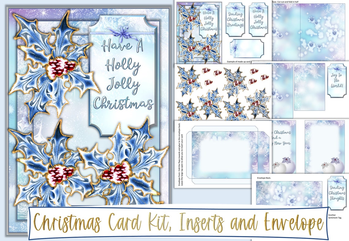 Christmas Card Making Kit with Decoupage Envelopes and Etsy