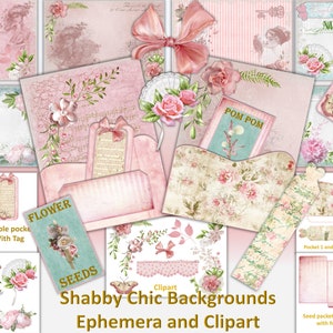 Printable Shabby Chic Vintage Journaling Kit with Free Ephemera and all clipart PNGs