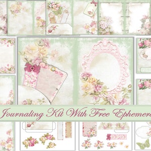 Printable Journal Kit. Vintage Shabby Chic with Free Clipart and Ephemera JPEG, PNG