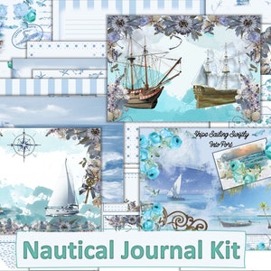 Nautical  Journal Kit, Sailing Ships. 22 Page Kit with free ephemera. JPEGS and PDF. Commercial use