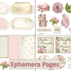 Printable Shabby Chic Vintage Junk Journal Kit With Ephemera JPEG and ...