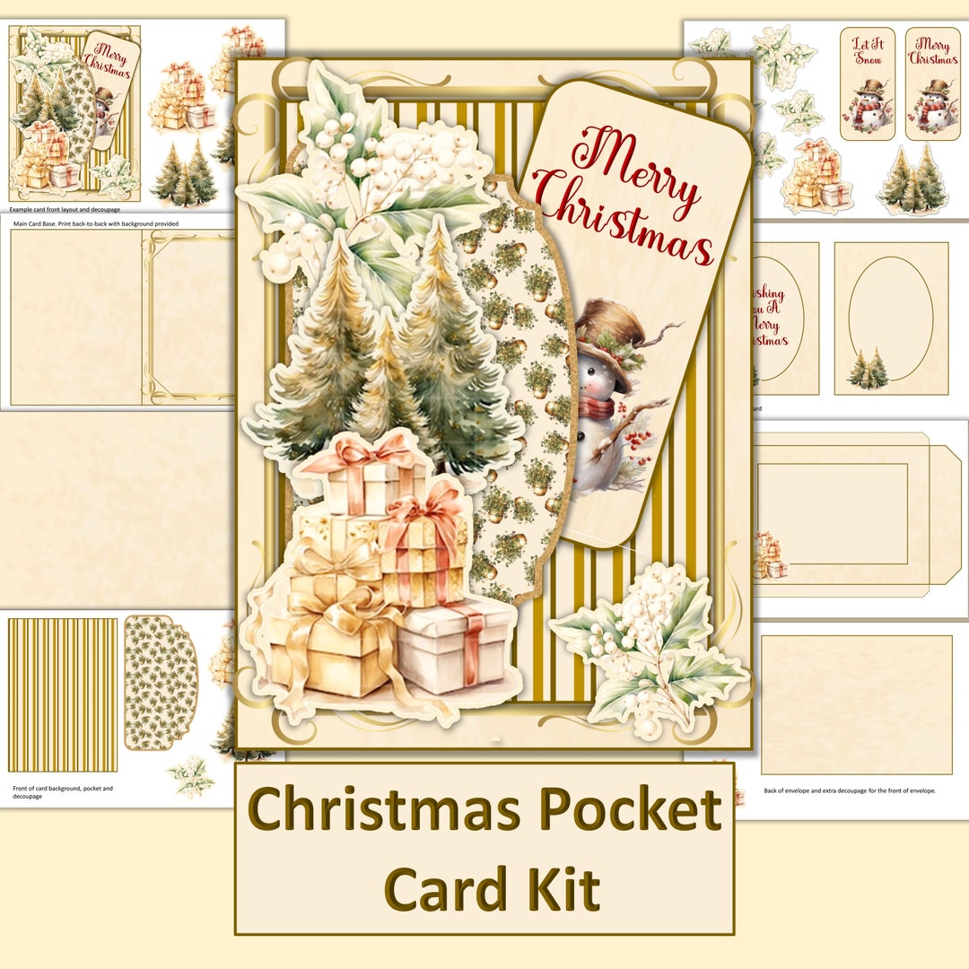 Christmas Pocket Card Making Kit, Printable Download, JPEG and PDF - Etsy