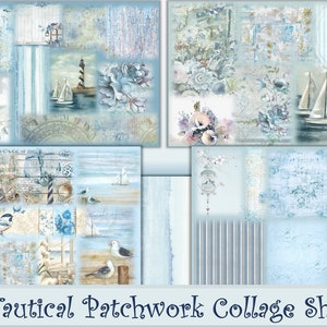 Printable Nautical Collage Sheets 8.5 x 11 inches Commercial Use
