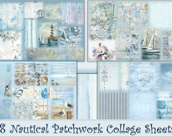 Printable Nautical Collage Sheets 8.5 x 11 inches Commercial Use