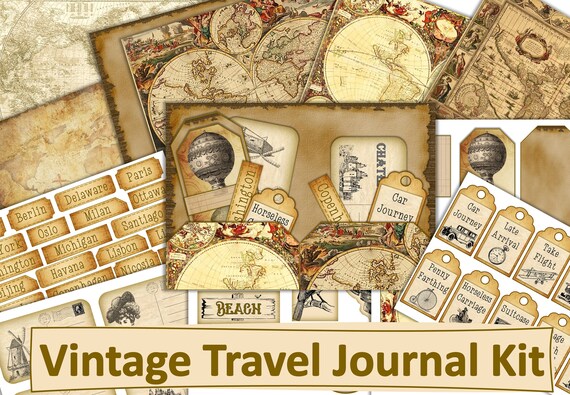 Printable Vintage Travel Journal Craft Kit With Free Ephemera. - Etsy