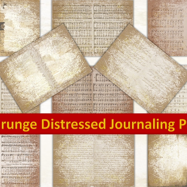 Printable Journaling Kit Grunge papers 24 sheets JPEG format.