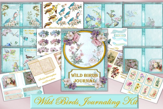 Embroidery Journal Kit Junk Journal Pages DIY Needlework Book Digital  Printable Ephemera Paper Craft Kit Instant Download KM-46 