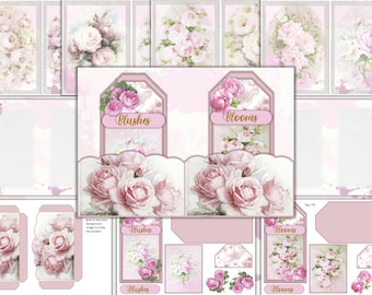 Printable Shabby Chic Journal Kit. Blushes and Blooms. Free pockets and ephemera. JPEG Commercial use